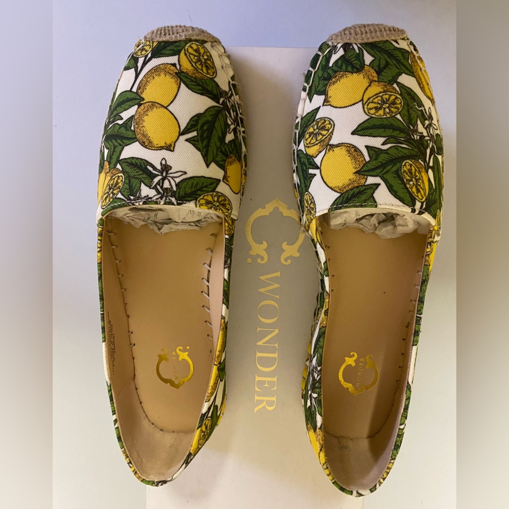C. Wonder Yellow and Green Espadrilles with Lemon Print